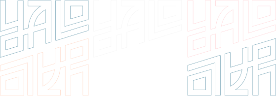 An assorted pattern of the Digital Yalo logo in various colors and orientations located at the right of the page
